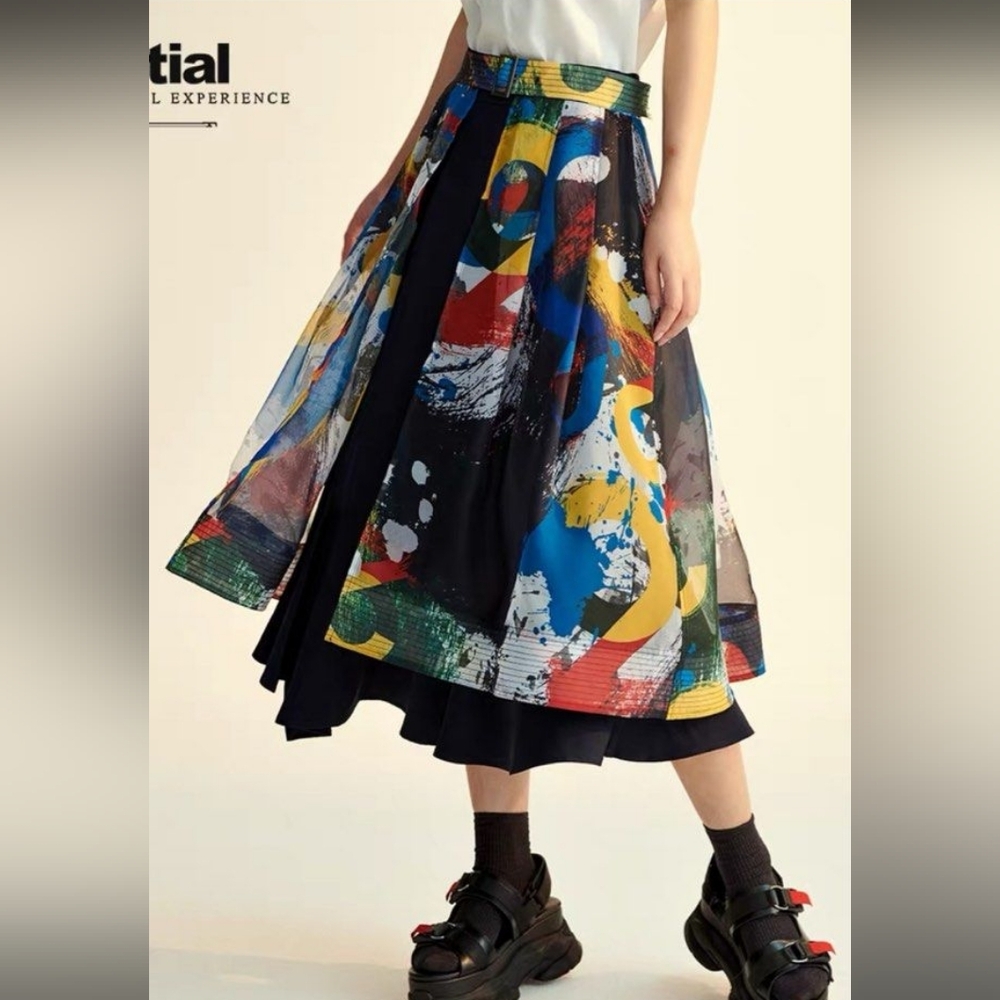 Initial Colorful Abstract Women's Skirt